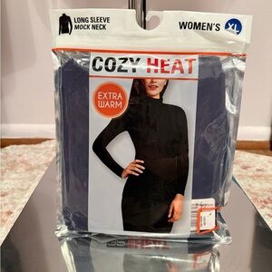 Women's Long Sleeve Mock Neck Top - Black